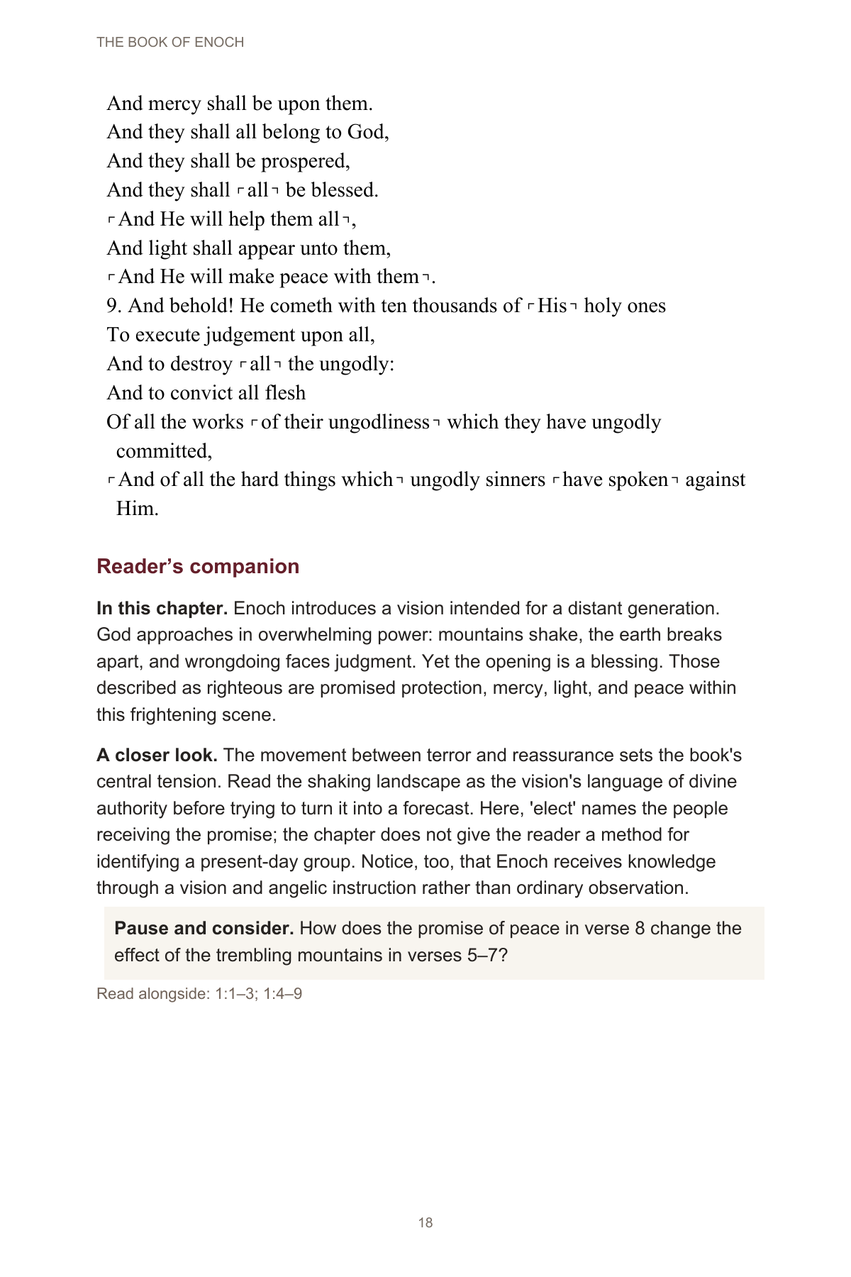 Chapter 1 with its reader’s companion, page 18